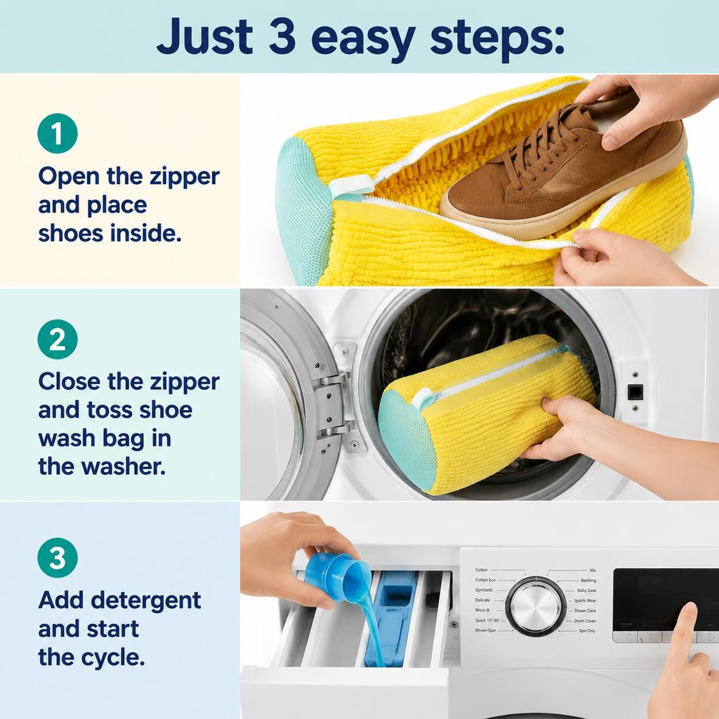 Washing Machine Bag Shoes Machine Laundry Bag Drying Bags with Zipper Closure 161° Surround Cleaning Reusable Durable Machine
