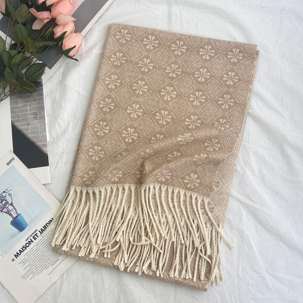 Winter Scarf for Women High End Fashion Houndstooth Shawl Long Tassel Imitation Cashmere Men's Warm Scarf