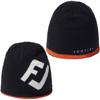 Шапка бини вязаная двусторонняя с большим логотипом FootJoy FH23BRL, мужская, черный, размер свободный, (57-59см)