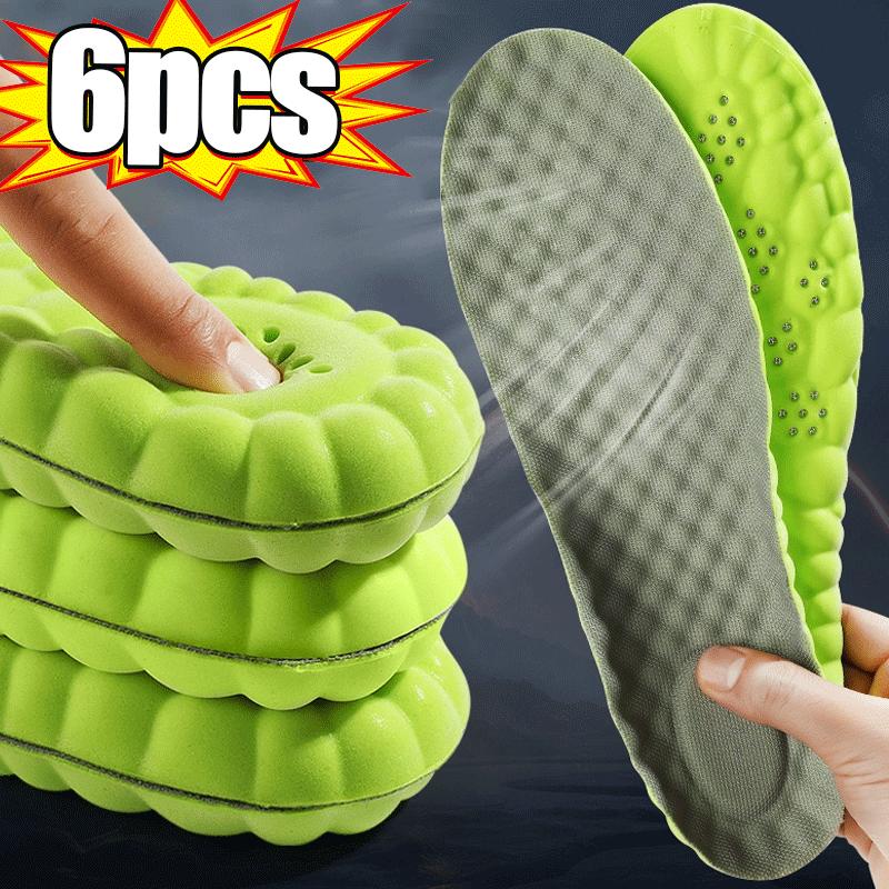 Спортивные стельки 4D для мужчин и женщин, мягкие, высокоэластичные, для беговой обуви, дезодорирующие, ортопедические, с поддержкой свода стопы, амортизирующие вставки