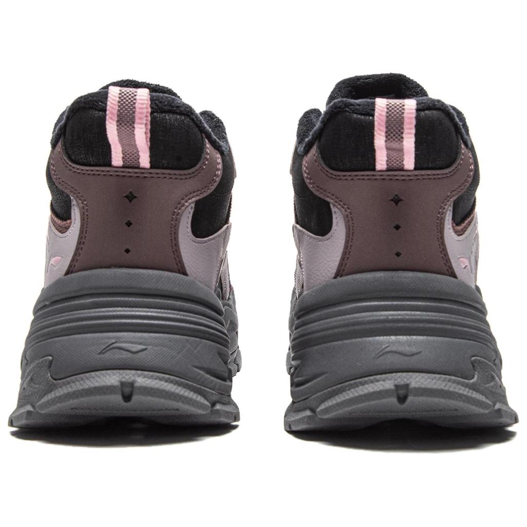 Li Ning Starry WNTR Флис Универсальные Удобные Износостойкие Легкие Полувысокие Повседневные Кроссовки Женские Повседневные Кроссовки Черно-Фиолетовый AGCV392-3