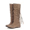 Fashion Women Knee-High Boots Lace Up Wedge Women's Shoes Faux Suede Keep Warm Winter Boots Sexy High Top Long Booties for Woman