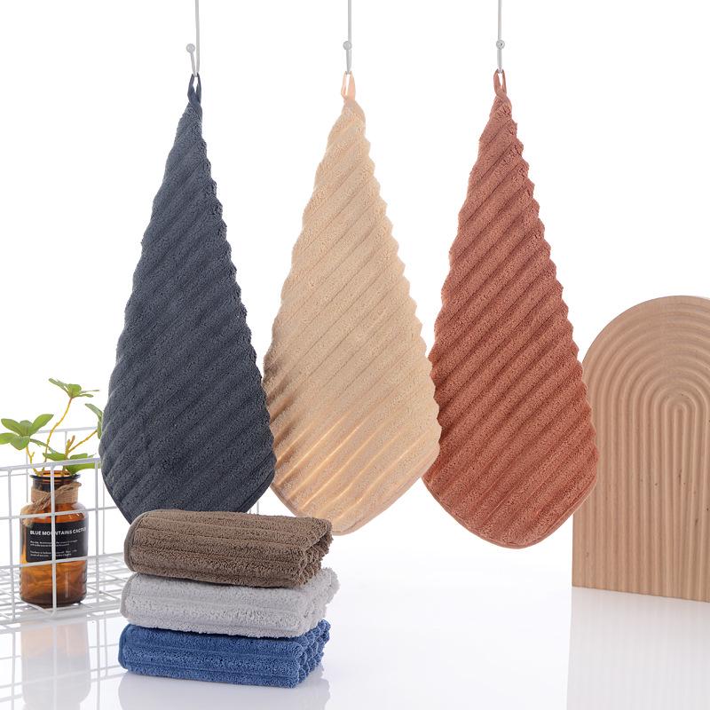 Candy Stripe Coral Fleece Quick-Dry Towel - Soft, Absorbent, Lint-Free, Hanging Hand Towel for Kitchen & Bathroom