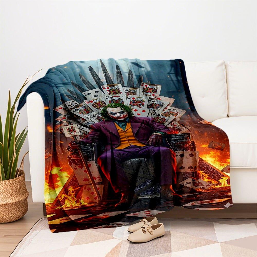 "Joker Throne Playing Cards Fantasy Art Print Poster"Blanket Flannel Throw Blanket for Sofa, Bed, Travel, Camping, Office
