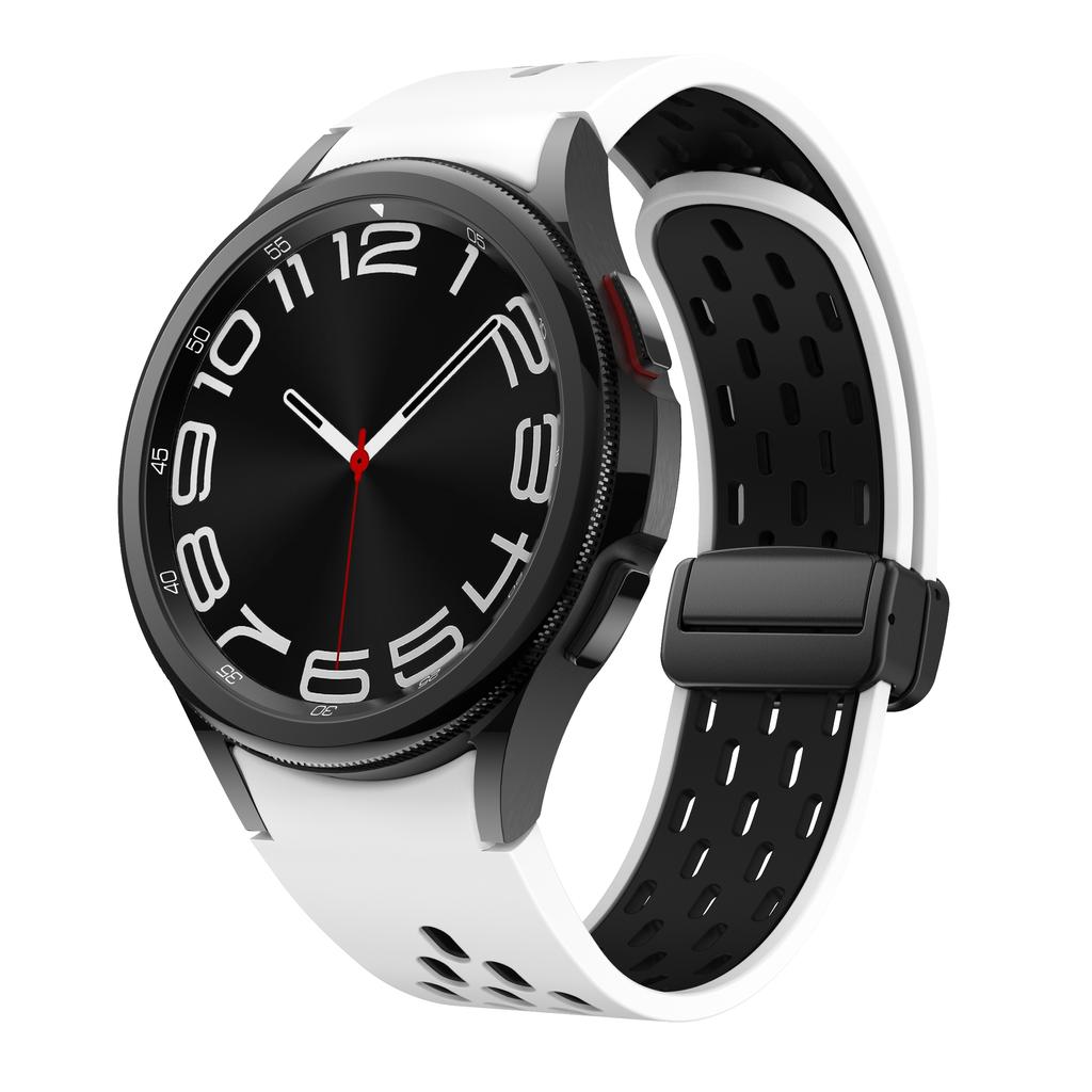 For Samsung Galaxy Watch FE 40mm Watch6 40mm Watch6 44mm Watch6 Classic 43mm Silicone Watchband Black Buckle Strap