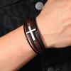 Многоцветный крест мужской PU кожаный плетеный магнитный браслет с пряжкой ювелирные изделия подарок