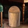 Imitation Wood Grain Trash Can Swing-Top Wastebasket Retro Small Garbage Dustbin for Household Bedroom Office Bathroom Kitchen