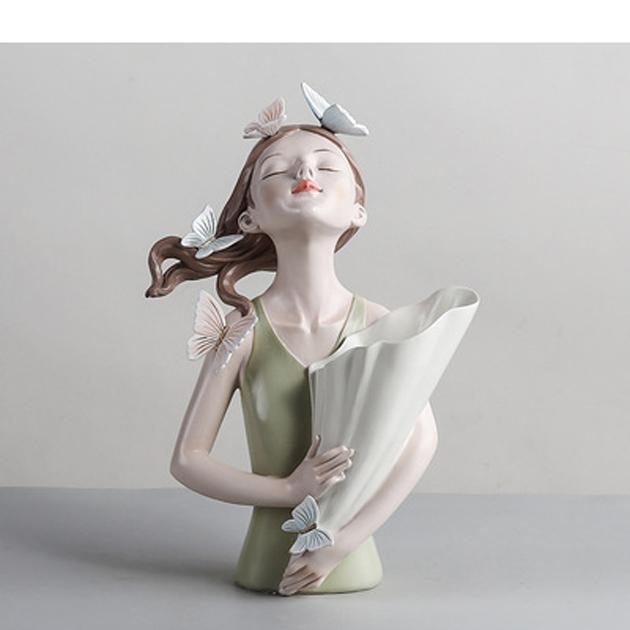 Girl Resin Sculpture Character Model Vase Modern Home Decor Living Room Bedroom Countertop Vase Gift Nordic Decor Home