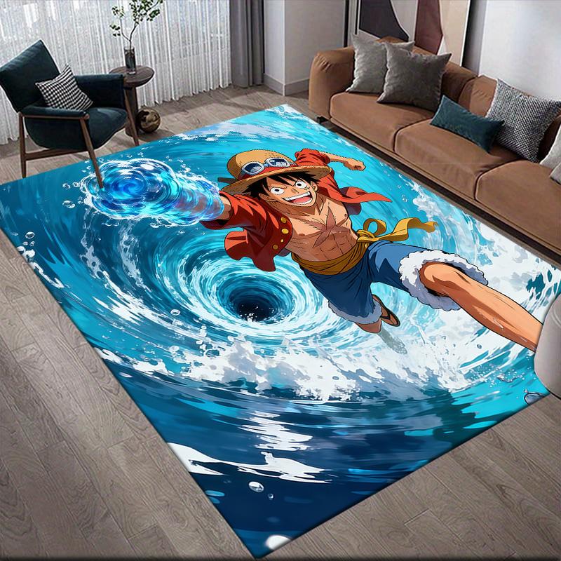 One Piece Luffy Battle Theme Anti-Slip Floor Mat, Rectangular Carpet for Living Room, Sofa & Game Zone