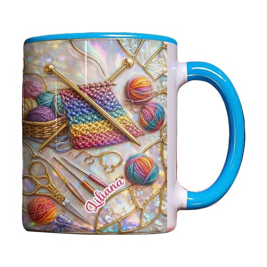 Кружка для вязания и шитья 11 унций Персонализированная кофейная кружка с принтами швейной машины и пряжи Подарок для шитья для женщин