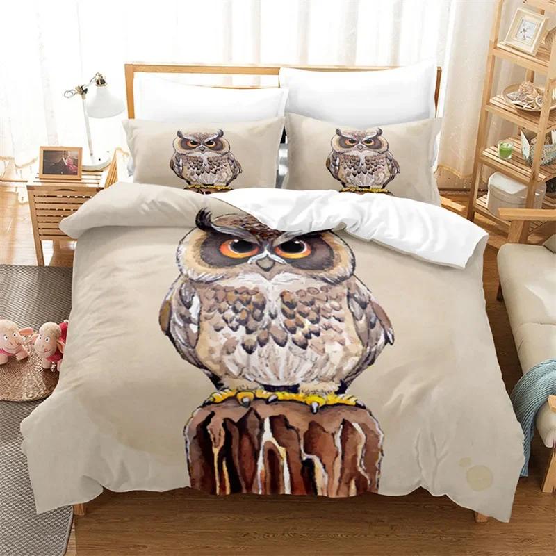 Cartoon Owl Fashion Cute Animal Comfortable Duvet Quilt Cover Pillowcase Bedding Set Children Bedroom Decoration Home Textile