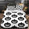 3D Print Halloween Bedding Set, Halloween Cartoon Jack O' Lantern Tombstone Skulls And Bones 2-3Pcs Polyester Duvet Cover Set