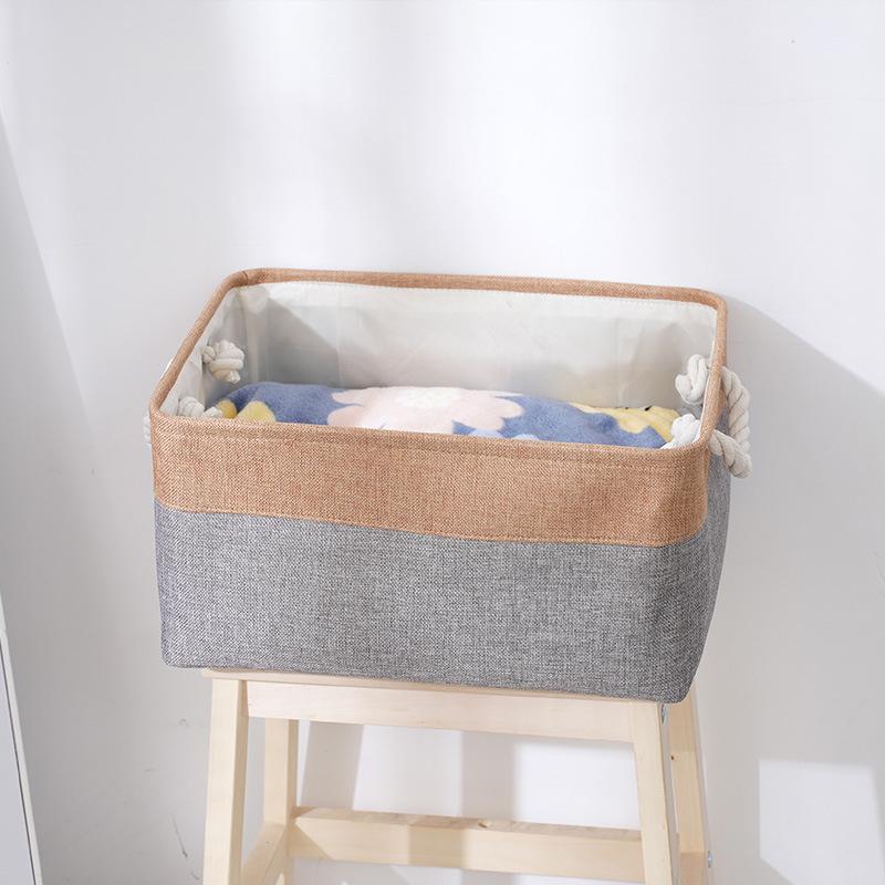 Foldable Storage Basket For Home Supplies Cotton and Linen Organizer Box For Underwear Socks Baby Toys Organizer Accessories