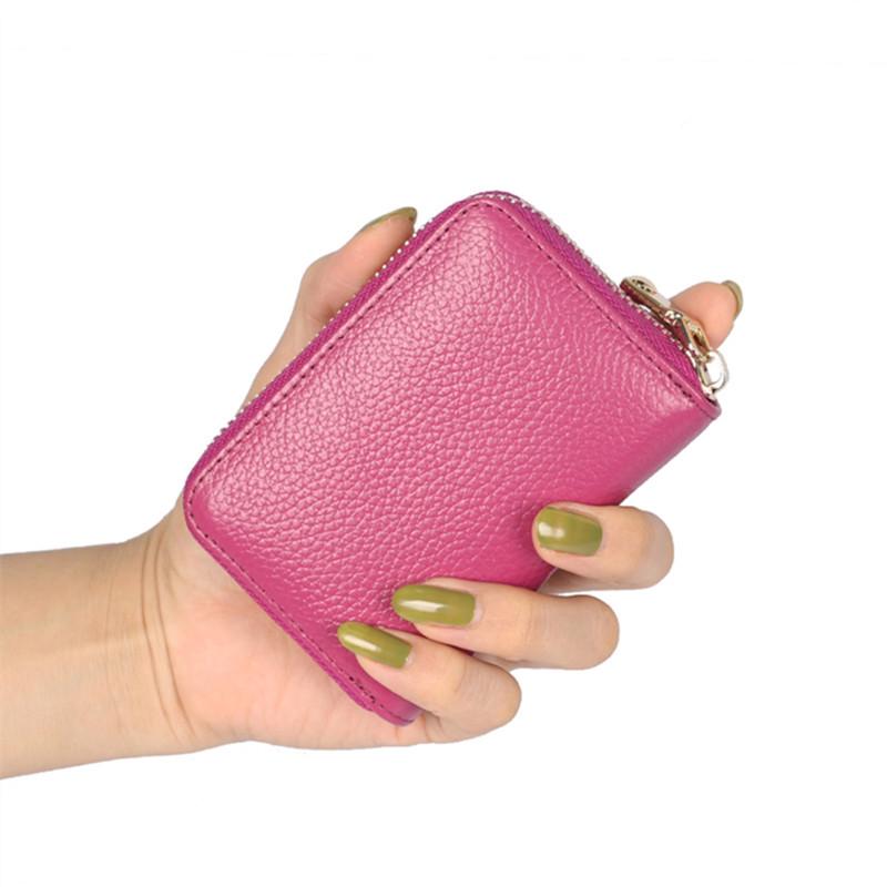 Держатель карт-гармошки из натуральной кожи с защитой от кражи RFID и застежкой-молнией для мужчин и женщин