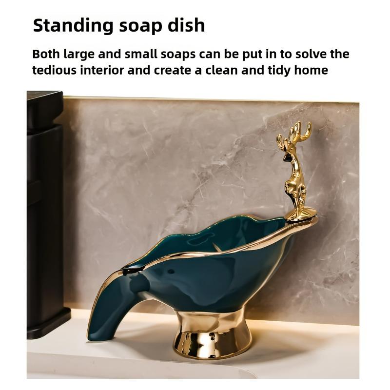 Simple and Light Luxury Ceramic Soap Box, Household Soap Dish,Creative Water-draining Bathroom and Toilet Soap Box Dish That Does Not Accumulate Water