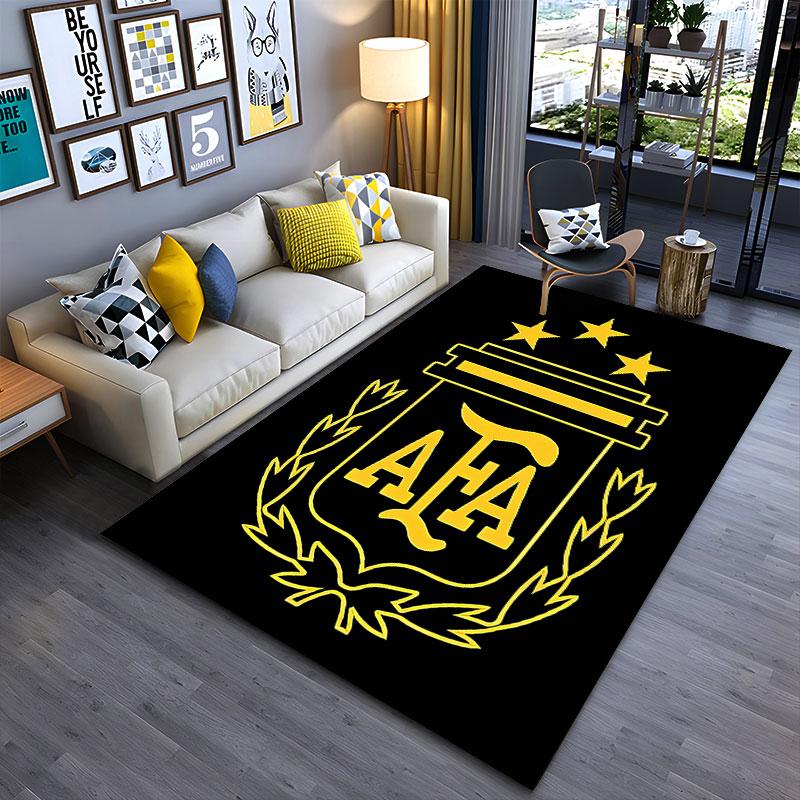 Golden Logo on Black Carpet suitable as a non-slip mat for the living room or bedroom sofa