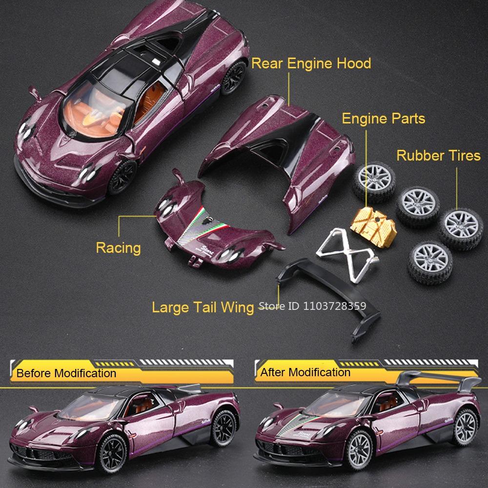 1:43 PAGANI ZONDA R AE86 Игрушечные Модели Машин Металлические Литые Двери Открываются Резиновые Шины Разборная Сборка Украшение для Мальчиков Подарки