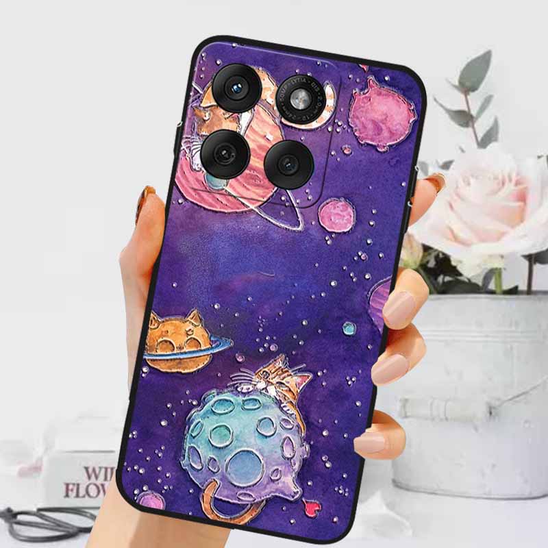 3D Тисненые Чехлы Для Edge 60 Fusion / Edge 60 Pro Рельефные Тисненые Ретро Силиконовая Задняя Крышка Для Edge 60 Stylus Черный Funda 60 Pro