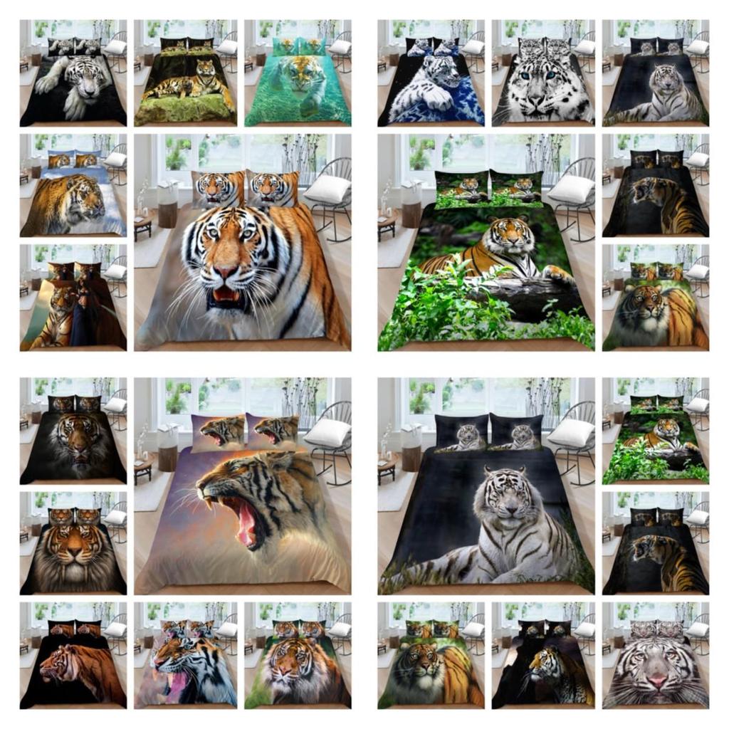 3D Tiger Printing Duvet Cover Set Luxury Bedding Cover Suit Children Teens Single Size Microfiber Comforter Cover Suit