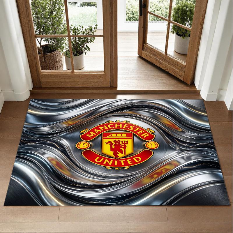 Manchester United Design Crystal Velvet Rug Soft Decorative Mat for Bedroom Entrance