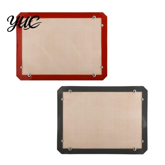 Professional Pastry Making Surface Silicone Baking Mat with Snap Locks, Convertible Nonstick Fiberglass Sheet, Heat Non Slip Kneading for Bread