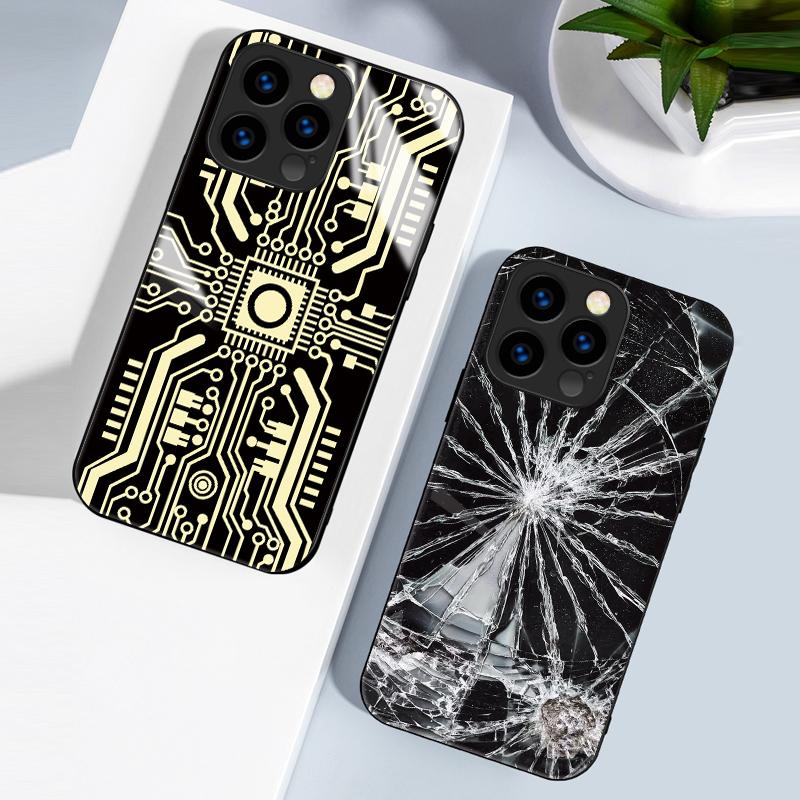 Закаленный стеклянный корпус с рисунком в виде треснувших стекол, защитный чехол, мягкий чехол из ТПУ для Xiaomi Redmi