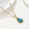 Water Drop Turquoise Oval Pendant Necklace Women's Niche Light Luxury High-end Collarbone Chain