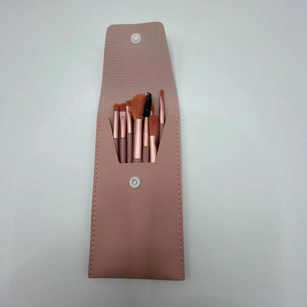 Набор из 8 кистей для макияжа с мягкой щетиной для начинающих - Портативные кисти для теней и тональной основы