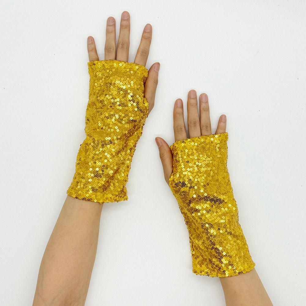 Vintage Cosplay Mittens Fingerless Dancing Gloves Fashion Sequins Gloves Party Club
