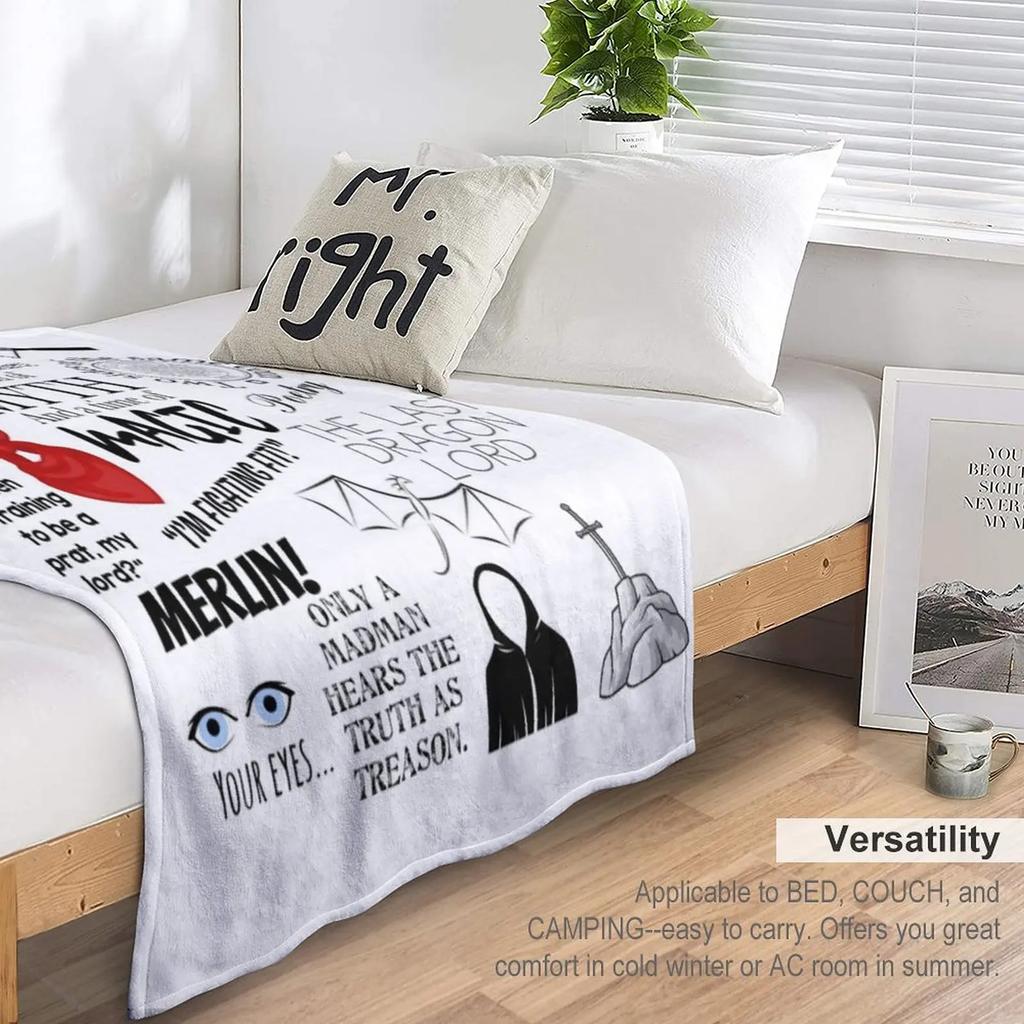 Плед с цитатами из Мерлина Многоцелевой для диванов Пушистый длинноворсовый плед Мохнатые пледы