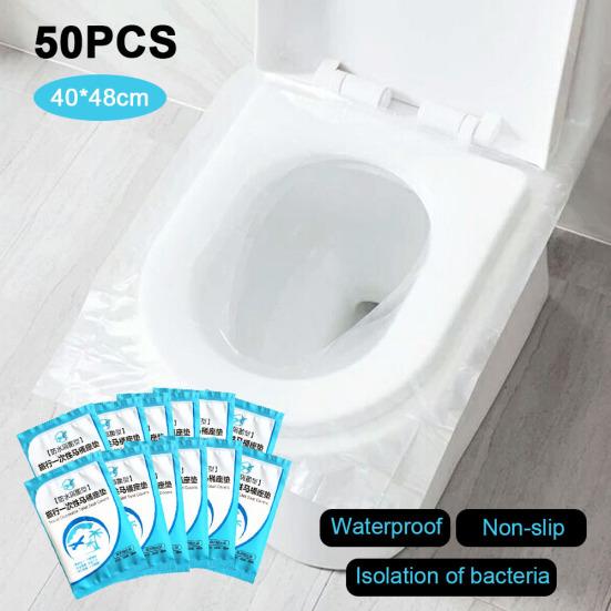 Home Kit 50Pcs Plastic Business Travel Universal Toilet Seat Disposable Sticker Cover