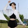 Solid Color Sun Protection Clothing Long Sleeve Ice Silk Cape Long Sleeve Crop Top  Sun Protection