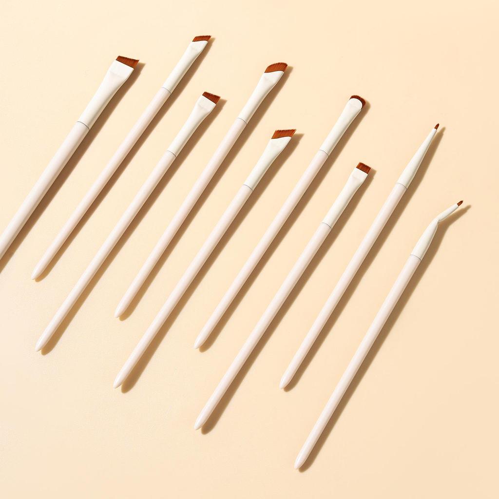 Набор кистей для подводки глаз Scythe цвета фарфорово-белый (1/3/7/9 штук) – Скошенный, Тонкое Лезвие для Бровей и Глаз