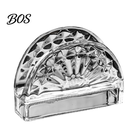 Office Desk Organizer Tissue Holder, Crystal Glass Modern Style, Durable Scratch-Resistant Embossed Texture Napkin Dispenser Organizer, for Restaurant