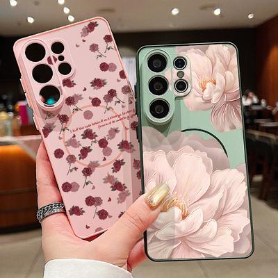 Магнитный чехол для телефона с цветочным узором для Samsung Galaxy A57 A17 A56 A37 A16 A15 A36 A55 A54 5G S26 S25 Ultra Edge S24 S23 FE