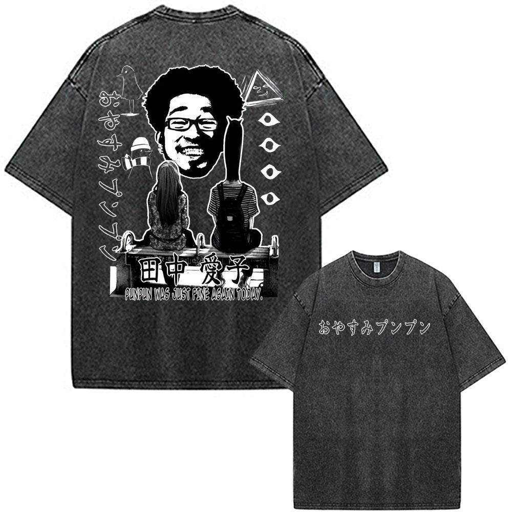 Oyasumi Goodnight Punpun God Tanaka Manga Vintage Washed Tshirts Men Women Clothing Fashion Harajuku Casual Oversized T Shirts