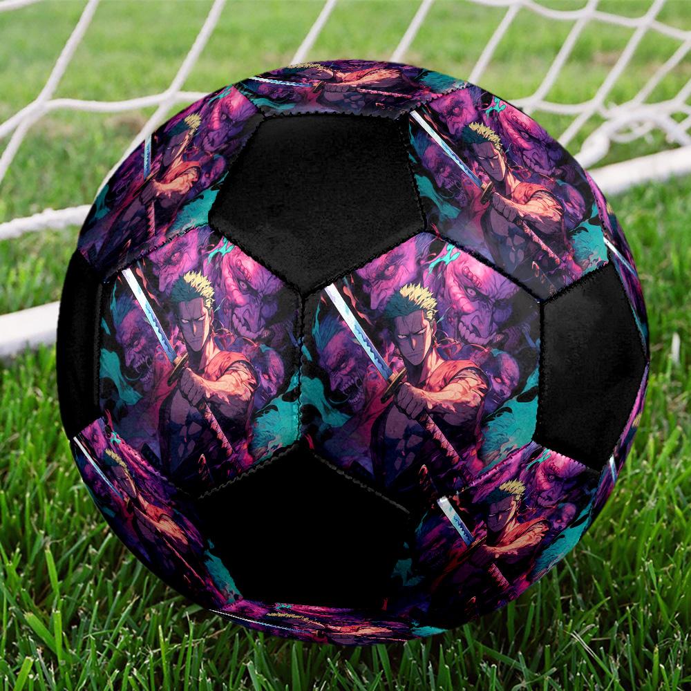 Roronoa Zoro Soccer Ball Colorful All Ages Machine Stitched PVC Competition Ready Durable High-Bounce.SIZE5