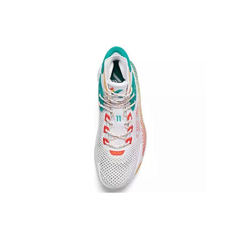 Anta Удобные легкие амортизирующие нескользящие износостойкие высокие баскетбольные кроссовки мужские белые зеленые желтые 112031101-2