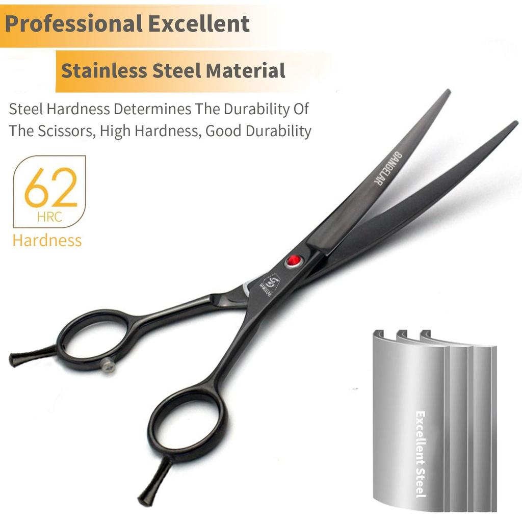 SANGELAR Professional 7 Inch Pet Curved Scissor Double-tailed Left Right Hand Pet Grooming Pet Beauty Shears Bends Shears and Warps Pet Grooming