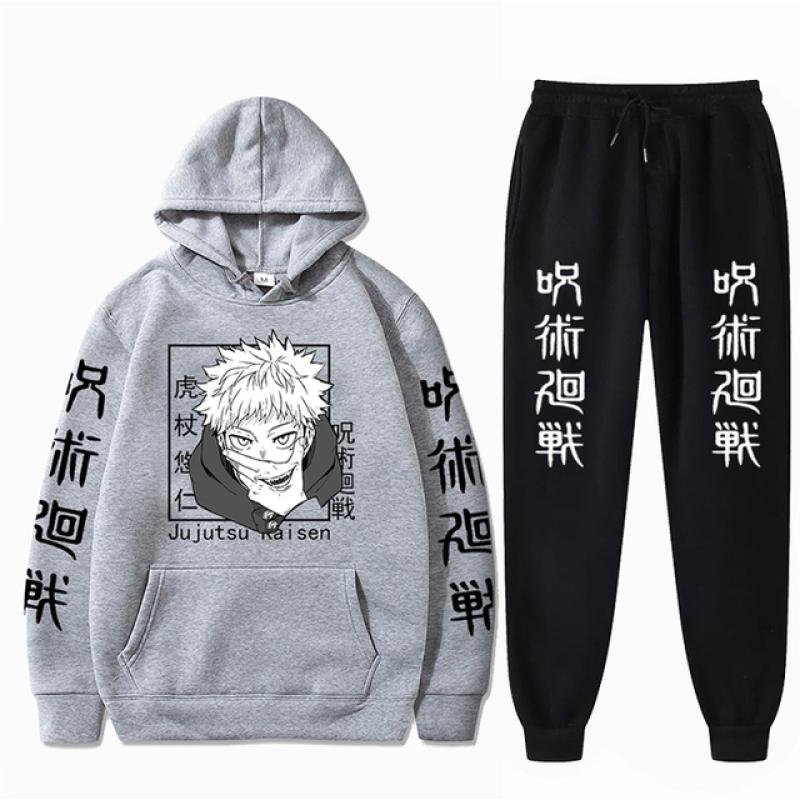 Мужской комплект аниме дзюдзюцу кайсен Годзё Сатору брюки с капюшоном повседневные 2 шт. мужские и женские комплекты унисекс с длинными рукавами модные толстовки с капюшоном