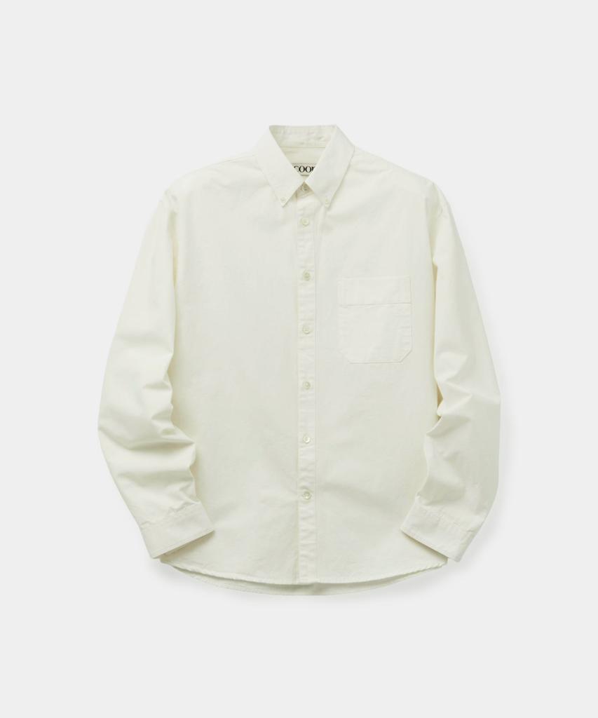 Kueo Стильная washed оксфордская рубашка на пуговицах (Белый с оттенком)