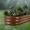 2 Pack Galvanized Raised Garden Beds, 1200 x 600 x 300 mm, Oval Metal Planter Boxes Kit Outdoor, Bottomless Garden Box with Gloves, Alu-Zinc, for