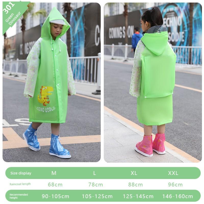 School Bag with Double Raincoat and Rain Poncho, Kindergarten Children's Hat with Brim, Primary School Students' Full-Body Rain Protection for Heavy