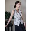 JK&JS Новый китайский стиль, цветочный жилет с V-образным вырезом, выполненный в технике каллиграфии и живописи тушью