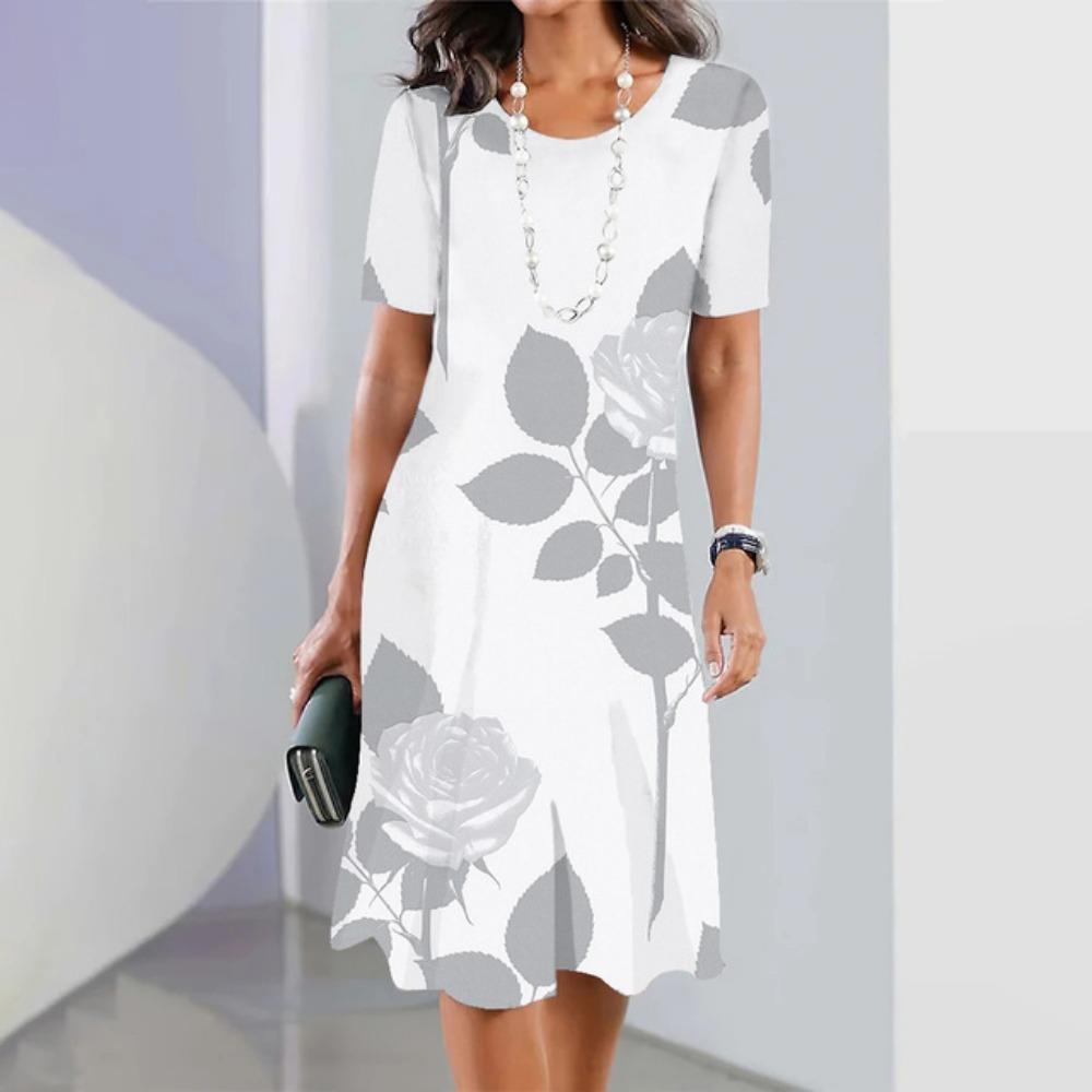 Новое платье модное женское летнее белое 3D-принт с круглым вырезом и коротким рукавом сарафаны повседневные платья свободные макси-платья