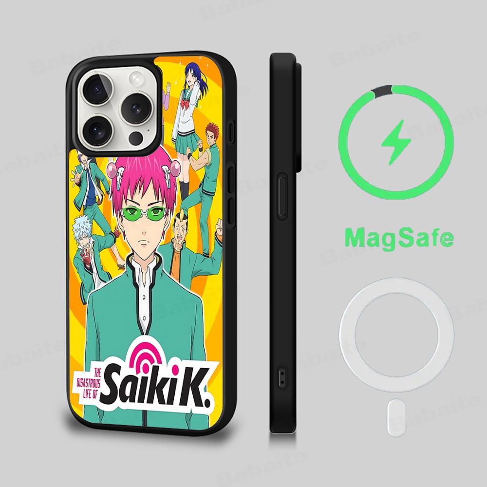 Чехол для телефона Saiki Kusuo No Psi Nan Магнитный чехол для iPhone 16 14 13 12 11 15 Pro Max Plus Для Magsafe Беспроводная зарядка Чехол
