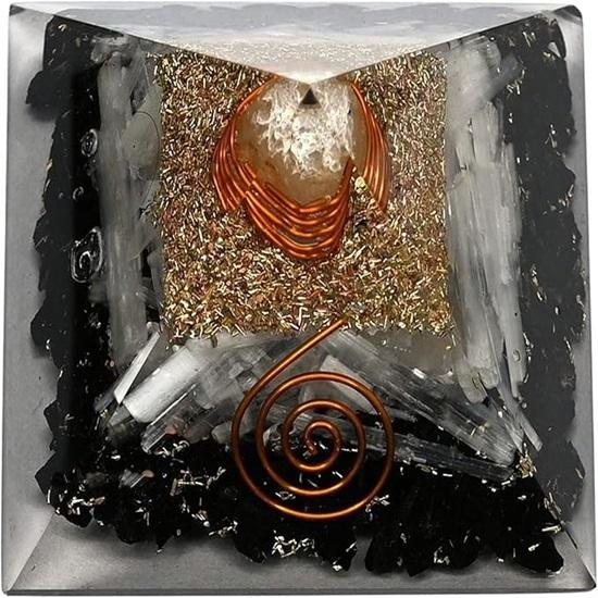 7,62 см Пирамида Оргона Защита от Электронного Излучения Селенит Черный Турмалин Кристалл Пирамида Оргонита для Медитации Йоги Исцеления Чакр Духовного Исцеления