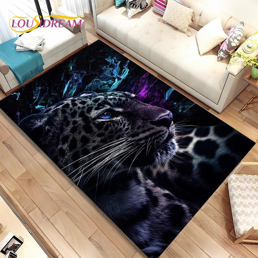 Animal Leopard Cheetah Cartoon Beast Area Rug,Carpet for Home Living Room Bedroom Sofa Doormat Kitchen Decor,Non-slip Floor Mat