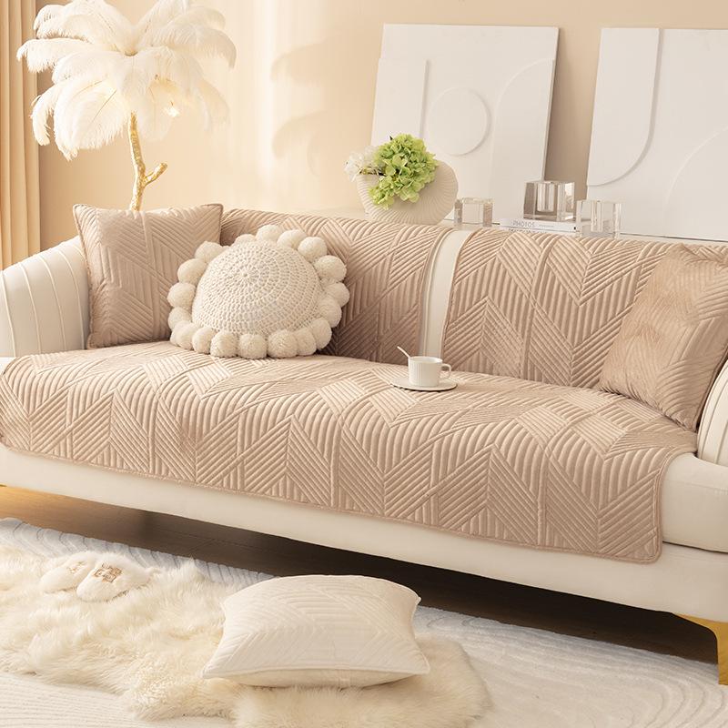 Light Luxury Dutch Plush Sofa Cushion Winter Fabric Thickened Anti Slip Plush Cover