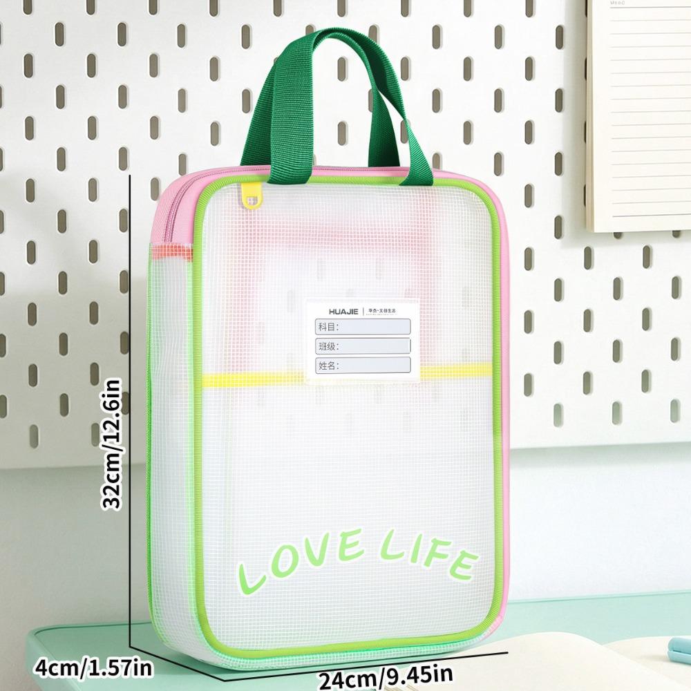 Waterproof Mesh Zipper Pouch Bag 3-layer Document Bag Transparent File Bag School Office Supplies